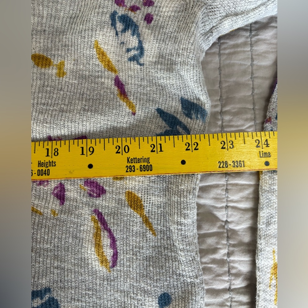 Lucky Brand Size Large Floral Grey Cotton Sweater EUC - Picture 3 of 5